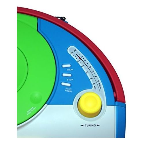  [아마존베스트]OUTMARK Harlekin portable childrens radio cassette CD player, stereo, boombox, white, green, blue, red, yellow, FM radio, LCD display, headphone connection, 2 x 1.5 W RMS power, cassette c