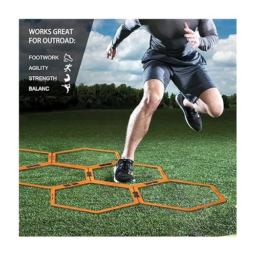  Outroad Speed Agility Training Ladder 6/12/30 Rings Set, Agility Footwork Training and Speed Hurdles Ladder, Fitness Equipment Sport Workout Home Gym