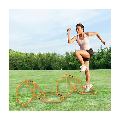  Outroad Speed Agility Training Ladder 6/12/30 Rings Set, Agility Footwork Training and Speed Hurdles Ladder, Fitness Equipment Sport Workout Home Gym