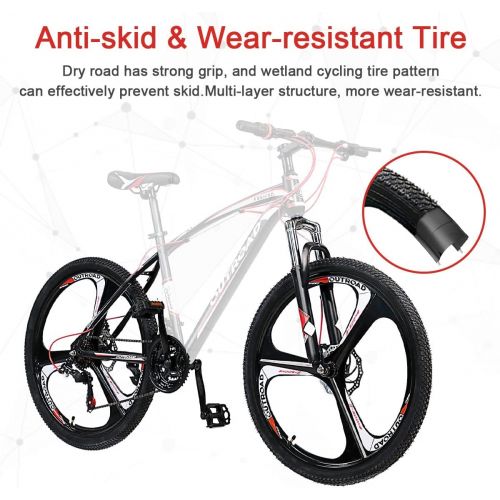  OUTROAD OUTDOOR CAMPING GARDEN PATIO Outroad Mountain Bike with Lock-Out Suspension Fork, 21-Speed Shimano Drivetrain, 26/27.5 inch 3/Nomal Spokes Wheels, Anti-slip Tire， High-Carbon Steel/Aviation Grade Aluminum Fram