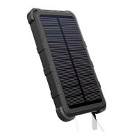 [아마존핫딜]OUTXE Wasserdicht Solar Powerbank 10000mAh IP67 Rugged Outdoor Akkupack mit Taschenlampe (Schwarz)
