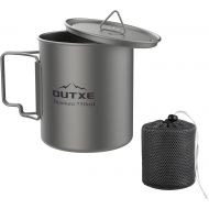 OUTXE Titanium Pot 750ml with Lid Ultralight Titanium Mug Foldable Handle Eco-Friendly Cup for Backpacking Hiking Outdoors