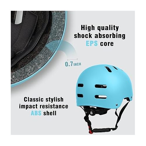  Bike Skateboard Helmet for Toddler Kids Youth Adults, Adjustable Certified Boys Girls Women Men Helmets for Safety & Comfort, Easy-Adjust Dial, Multi-Sport for Bicycle Skateboard Roller Skate Scooter