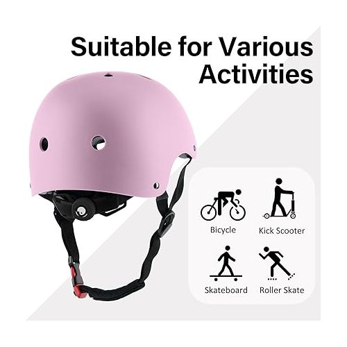  Skateboard Bike Helmet, Lightweight Adjustable, Multi-Sport for Bicycle Skate Scooter, 3 Sizes for Adult Youth & Kids