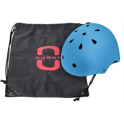  OUWOR Skateboard Bike Helmet CPSC Certified Lightweight Adjustable, Multi-Sport for Bicycle Cycling Skate Scooter, 3 Sizes