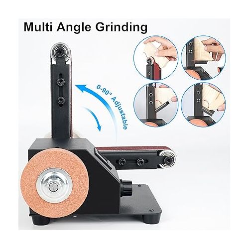  Twotrees Mini Belt Sander, 350W Electric Sander, 1.2x15in Belt Bench Grinder Comes With 10 Pieces of Sanding Belts, Suitable for Grinding Tools Such as Metal, Wood, Aluminum, Etc