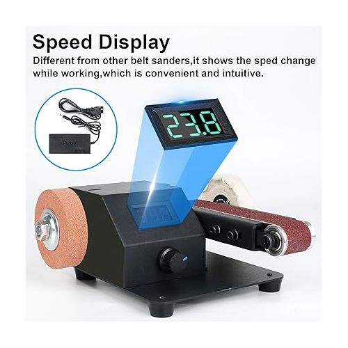  Twotrees Mini Belt Sander, 350W Electric Sander, 1.2x15in Belt Bench Grinder Comes With 10 Pieces of Sanding Belts, Suitable for Grinding Tools Such as Metal, Wood, Aluminum, Etc