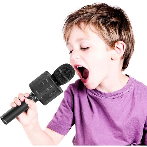  OVELLIC 2 Pack Karaoke Microphone for Kids, Wireless Bluetooth Karaoke Microphone for Singing, Portable Handheld Mic Speaker Machine, Great Gifts Toys for Girls Boys Adults All Age