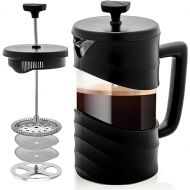 OVENTE 34 Ounce French Press Coffee, Tea and Espresso Maker, Heat Resistant Borosilicate Glass with 4 Filter Stainless-Steel System, BPA-Free Portable Pitcher Perfect for Hot & Cold Brew, Black FPW34B