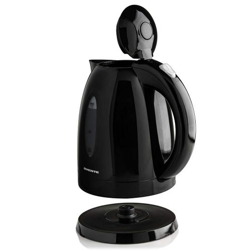  Ovente Electric Water Kettle 1.7 Liter with LED Indicator Light, 1100 Watts Fast & Concealed Heating Element, BPA-Free, Auto Shutoff Function and Boil Dry Protection, Black (KP72B)