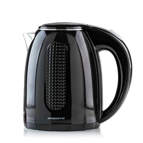  Ovente Electric Hot Water Kettle 1.7 Liter BPA-Free with Double Walled Stainless Steel, 1100 Watts with Fasting Heating Element and Auto Shutoff Boil Dry Protection, Black (KD64B)