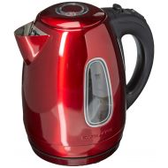 Ovente KS960R Electric Kettle, Cordless Tea and Water Heater, Automatic Shut-Off & Boil-Dry Protection, BPA-Free, Stainless Steel, Concealed Heating Element, 1.7L, Red