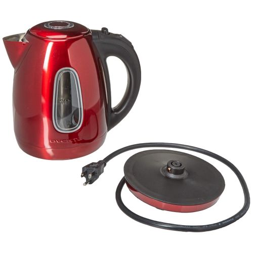  Ovente KS960R Electric Kettle, Cordless Tea and Water Heater, Automatic Shut-Off & Boil-Dry Protection, BPA-Free, Stainless Steel, Concealed Heating Element, 1.7L, Red