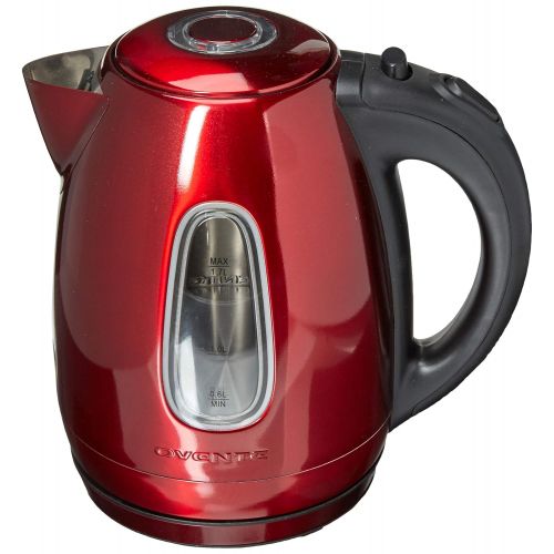  Ovente KS960R Electric Kettle, Cordless Tea and Water Heater, Automatic Shut-Off & Boil-Dry Protection, BPA-Free, Stainless Steel, Concealed Heating Element, 1.7L, Red