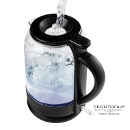 Ovente Electric Glass Hot Water Kettle 1.5 Liter with ProntoFill Technology The Easy Fill Solution, Heat-Tempered Borosilicate Glass, BPA-Free, 1500 Watts Fast Heating Element, Bla