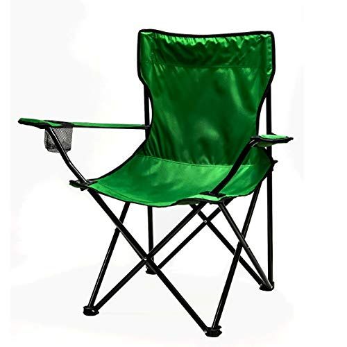  Ovente Outdoor Portable Folding Single Seat Chair with Steel Frame Arm Rest & Mesh Cup Holder, Lightweight Compact Easy Storage with Free Bag Heavy Duty Perfect for Beach Hiking Ca