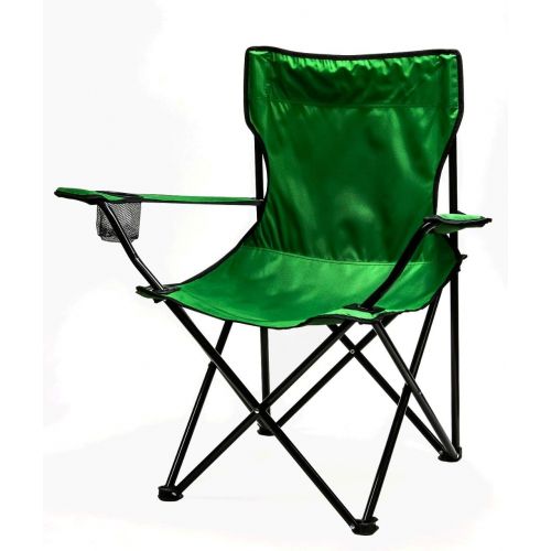  Ovente Outdoor Portable Folding Single Seat Chair with Steel Frame Arm Rest & Mesh Cup Holder, Lightweight Compact Easy Storage with Free Bag Heavy Duty Perfect for Beach Hiking Ca