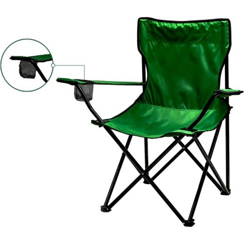  Ovente Outdoor Portable Folding Single Seat Chair with Steel Frame Arm Rest & Mesh Cup Holder, Lightweight Compact Easy Storage with Free Bag Heavy Duty Perfect for Beach Hiking Ca