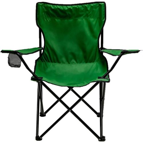  Ovente Outdoor Portable Folding Single Seat Chair with Steel Frame Arm Rest & Mesh Cup Holder, Lightweight Compact Easy Storage with Free Bag Heavy Duty Perfect for Beach Hiking Ca