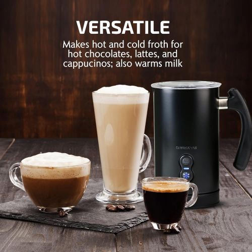  OVENTE Electric Frother with 4 Ounce Frothing and 8 Ounce Heating Capacity Stainless Steel Double Wall Insulated Milk Steamer for Hot Cocoa, Cappuccino, and More, Black (FR3608B)