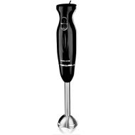 Ovente Immersion Hand Blender with Brushed Stainless Steel Blades, Ergonomic Handle, Detachable Shaft, 2 Blending Speeds Stick Blender for Smoothies, Puree Baby Food and Soup, Blac