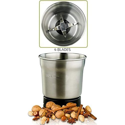  [아마존베스트]Ovente Stainless Steel Grinding Bowl with 4 Blade 2.1 Ounce, Easy to Clean, Grinder Attachment for CG620 Coffee Grinder, Perfect Grind for Coffee Beans, Nuts, and More, Silver ACPC