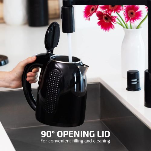  [아마존베스트]Ovente Electric Hot Water Kettle 1.7 Liter Double Wall Insulated Stainless Steel with Auto Shut-off and Boil Dry Protection, 1100 Watt Portable BPA-Free Pitcher Fast Heating Coffee