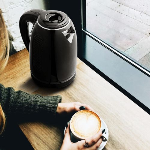  [아마존베스트]Ovente Electric Hot Water Kettle 1.7 Liter Double Wall Insulated Stainless Steel with Auto Shut-off and Boil Dry Protection, 1100 Watt Portable BPA-Free Pitcher Fast Heating Coffee