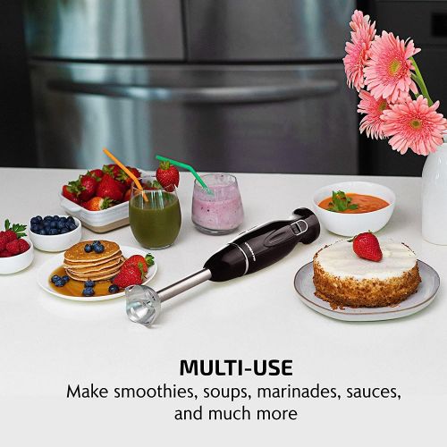  [아마존베스트]Ovente Immersion Electric Hand Blender with Stainless Steel Blades & Easy Grip Handle, 300 Watt Powered Stick Mixer with 2 Mix Blending Speed for Smoothies, Puree Baby Food and Sou