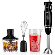 [아마존베스트]Ovente Immersion Hand Blender Set with Brushed Stainless Steel Blades, 300 Watt Power 2 Mix Speed Handheld Stick Mixer with Egg Whisk Attachment Mixing Beaker and BPA-Free Food Cho