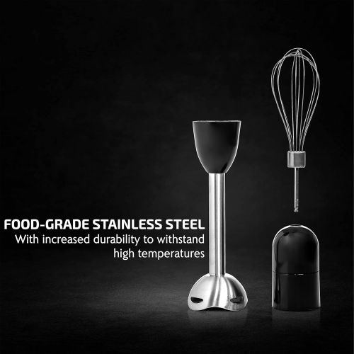  [아마존베스트]Ovente Immersion Hand Blender Set with Brushed Stainless Steel Blades, 300 Watt Power 2 Mix Speed Handheld Stick Mixer with Egg Whisk Attachment Mixing Beaker and BPA-Free Food Cho