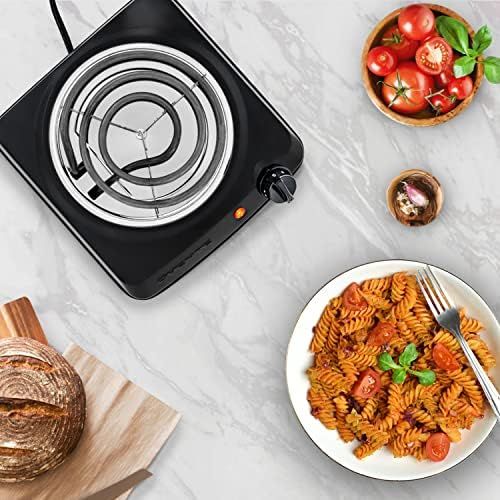  [아마존베스트]Ovente 6 Inch Single Hot Plate Electric Coil Stove, Portable 1000 Watt Cooktop Countertop Kitchen Burner with Adjustable Temperature Control & Stainless Steel Base, Compact Easy Cl