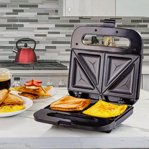  [아마존베스트]Ovente Electric Breakfast Sandwich Grill Maker Nonstick Cast Iron Toaster Plates, Portable 750 Watts Easy Cooking Grilling and Compact, Perfect for Grilled Cheese Egg Omelette Brea