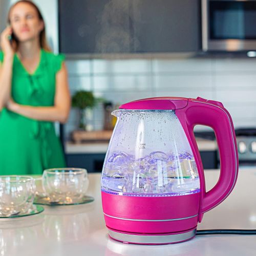  Ovente Electric Kettle Hot Water Boiler 1.5 Liter BPA Free Borosilicate Glass Fast Boiling Countertop Heater with Automatic Shut Off & Boil Dry Protection for Tea Coffee Milk Noodl