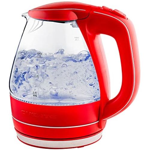  Ovente Electric Kettle Hot Water Boiler 1.5 Liter BPA Free Borosilicate Glass Fast Boiling Countertop Heater with Automatic Shut Off & Boil Dry Protection for Tea Coffee Milk Noodl