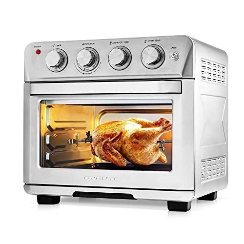  [아마존베스트]Ovente Stainless Steel Multi-Function Air Fryer Toaster Oven Combo 26 Quart with Accessories, 1700 Watt Countertop Rotisserie Convection Oven & Dehydrator for Chicken Pizza Veggie,