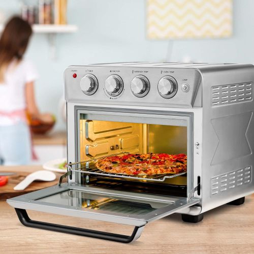  [아마존베스트]Ovente Stainless Steel Multi-Function Air Fryer Toaster Oven Combo 26 Quart with Accessories, 1700 Watt Countertop Rotisserie Convection Oven & Dehydrator for Chicken Pizza Veggie,