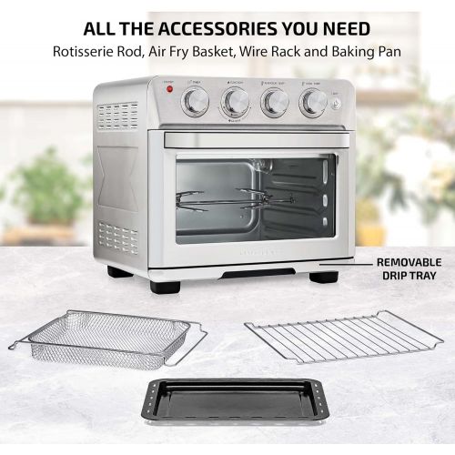  [아마존베스트]Ovente Stainless Steel Multi-Function Air Fryer Toaster Oven Combo 26 Quart with Accessories, 1700 Watt Countertop Rotisserie Convection Oven & Dehydrator for Chicken Pizza Veggie,