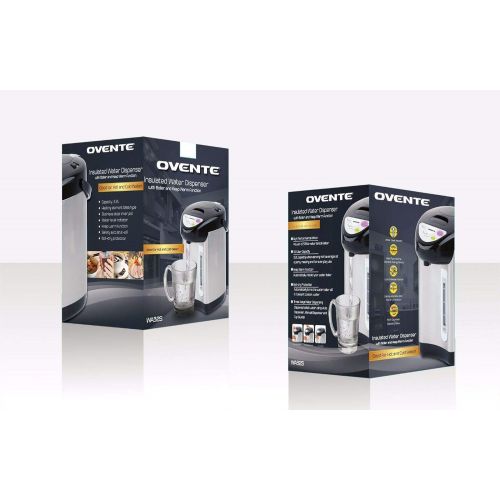  Ovente WA32S 3.2 Liter Insulated Water Dispenser with Boiler and Keep Warm Function,Black Stainless Steel