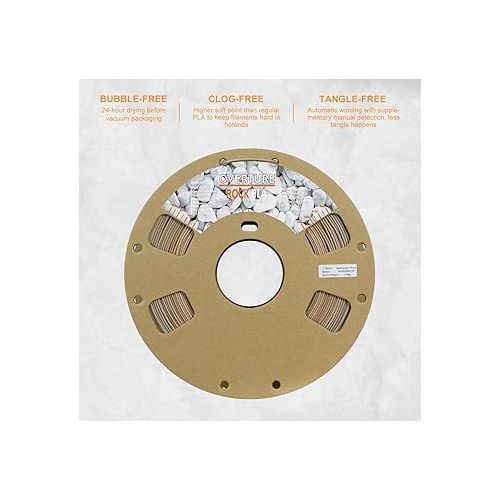  OVERTURE Rock PLA Filament 1.75mm, Marble PLA 3D Printer Filament 1kg Spool (2.2lbs), Dimensional Accuracy +/- 0.02 mm, Fit Most FDM Printer (Sedimentary Rock)