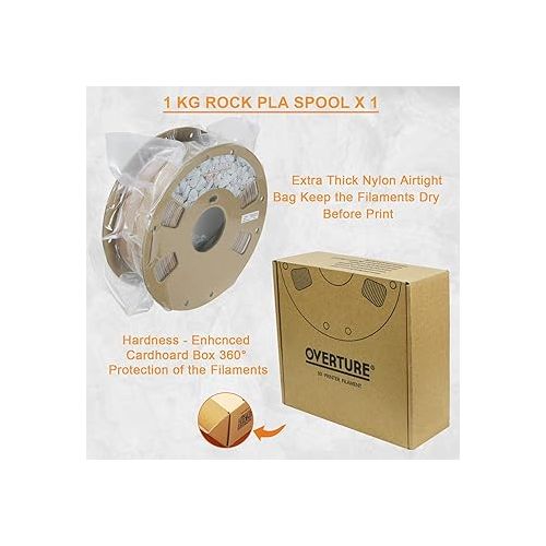  OVERTURE Rock PLA Filament 1.75mm, Marble PLA 3D Printer Filament 1kg Spool (2.2lbs), Dimensional Accuracy +/- 0.02 mm, Fit Most FDM Printer (Sedimentary Rock)