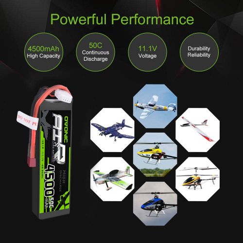  OVONIC 2 Packs 3S 11.1V 4500mAh 50C LiPo Battery Pack with T Plug for RC Evader BX Car, RC Truck, RC Truggy RC Airplane UAV Drone FPV