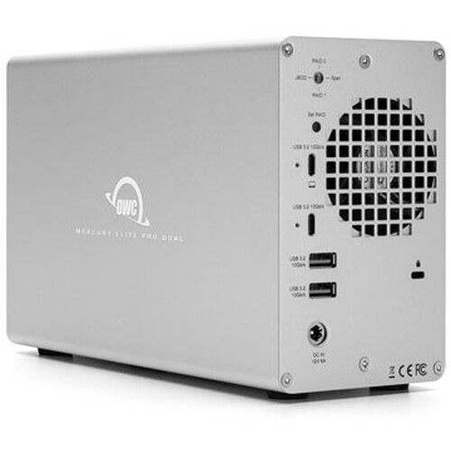  OWC Mercury Elite Pro Dual 2-Bay USB 3.2 Gen 2 RAID Enclosure with 3-Port Hub