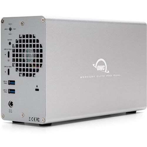  OWC Mercury Elite Pro Dual 2-Bay USB 3.2 Gen 2 RAID Enclosure with 3-Port Hub