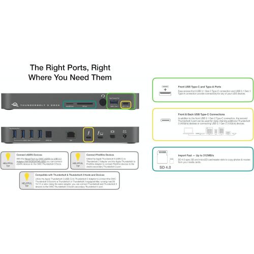  OWC 14-Port Thunderbolt 3 Dock with Cable, Compatible with Windows PC and Mac, Space Gray, (OWCTB3DK14PSG)