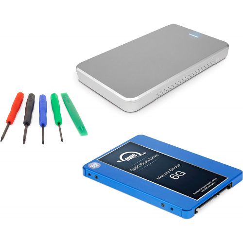  OWC 1.0TB Mercury Electra 6G SSD 7mm, 2.5 USB 3.0 Express Enclosure Kit (Silver) DIY Drive Upgrade Install Kit for Mac or PC