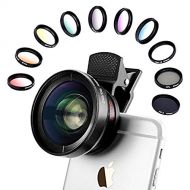 OWIKAR Phone Camera Lens Kit, 12 In 1 Professional Camera Lens 12.5x MACRO LENS 0.45x Wide Angle Lens, CPL Lens 37mm, Star Flter, 7 Color Graduated Filter, ND8 Fliter for iOS/Andriod Smar