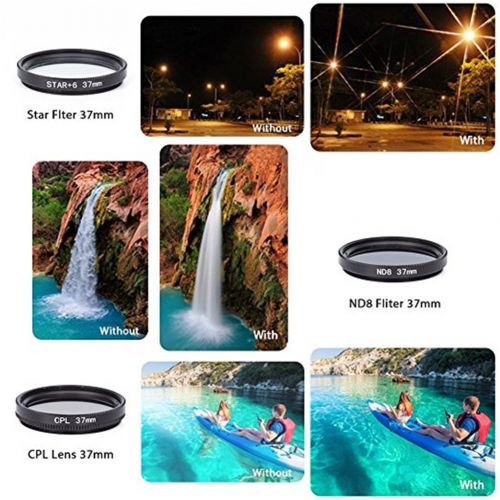  OWIKAR Phone Camera Lens Kit, 12 In 1 Professional Camera Lens 12.5x MACRO LENS 0.45x Wide Angle Lens, CPL Lens 37mm, Star Flter, 7 Color Graduated Filter, ND8 Fliter for iOSAndriod Smar