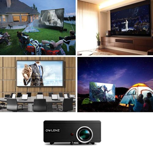  OWLENZ Owlenz 2300 Lumens LCD Mini Projector, Multimedia Home Theater Video Projector Support 1080P HDMI USB SD Card VGA AV Home Cinema TV Laptop Game iPhone