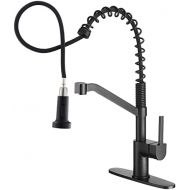 OWOFAN Kitchen Faucet Single Handle High Arc Matte Black Pull Out Kitchen Faucet, Single Level Stainless Steel Kitchen Sink Faucets with Pull Down Sprayer